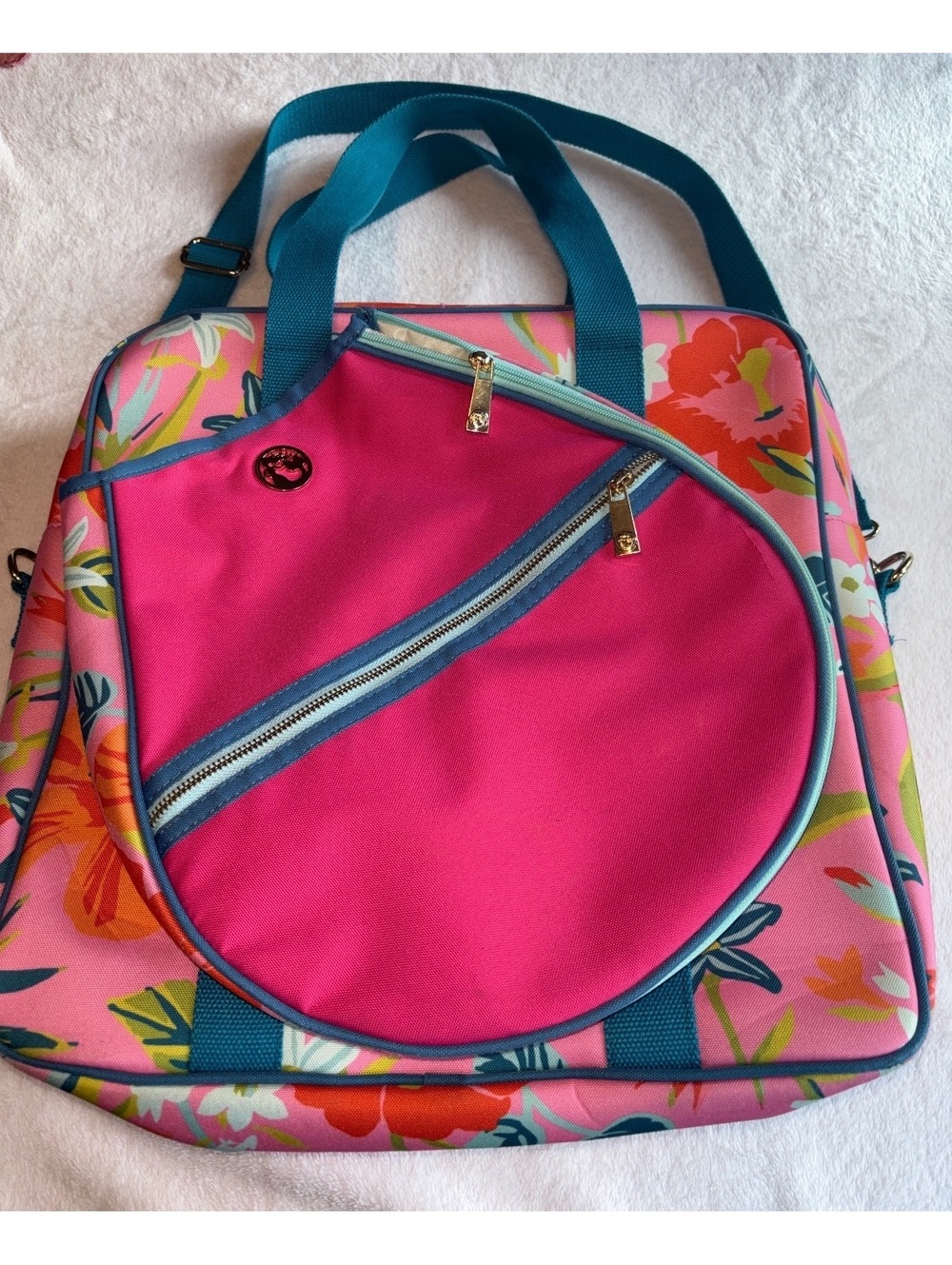 Spartina 449 Moreland Pink Floral Tennis Crossbody Tote Bag